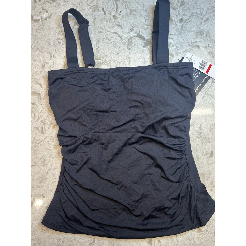 Carmen Marc Valvo Tankini Top Black Side Ruche XS NWT